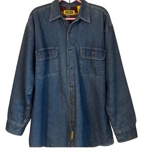 Stanley Jean Jacket Men's Large Blue Denim with Red Plaid  Flannel large EUC